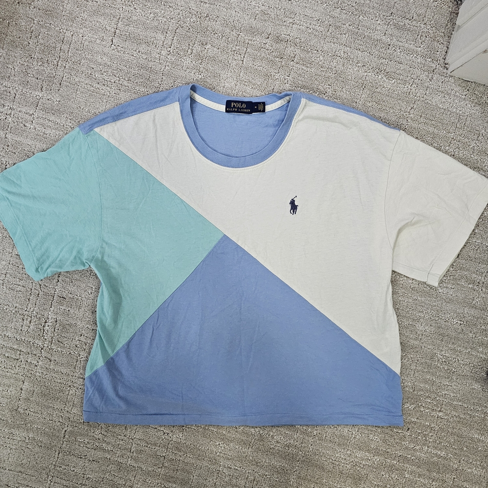 Polo Ralph Lauren Tri-Tone Tee in Blue and White